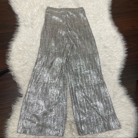ANTHRO ELEVENSES Silver metallic wide leg pants XS - Picture 5 of 5